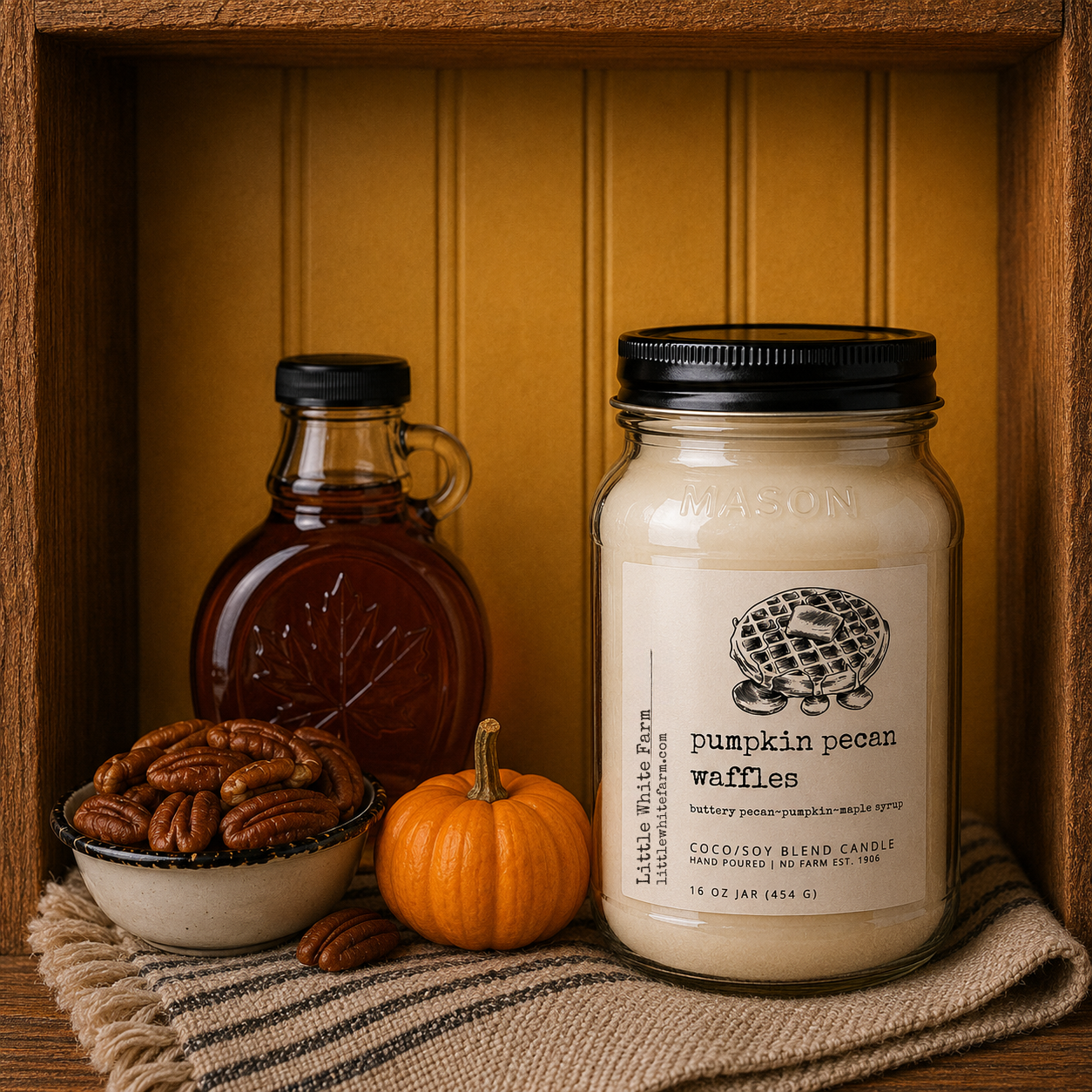Pumpkin Pecan Waffles Harvest Collection Mason Jar Candle and Wax Melt