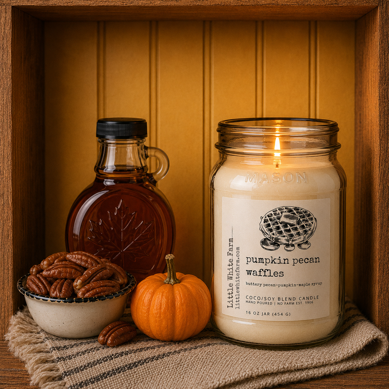 Pumpkin Pecan Waffles Harvest Collection Mason Jar Candle and Wax Melt