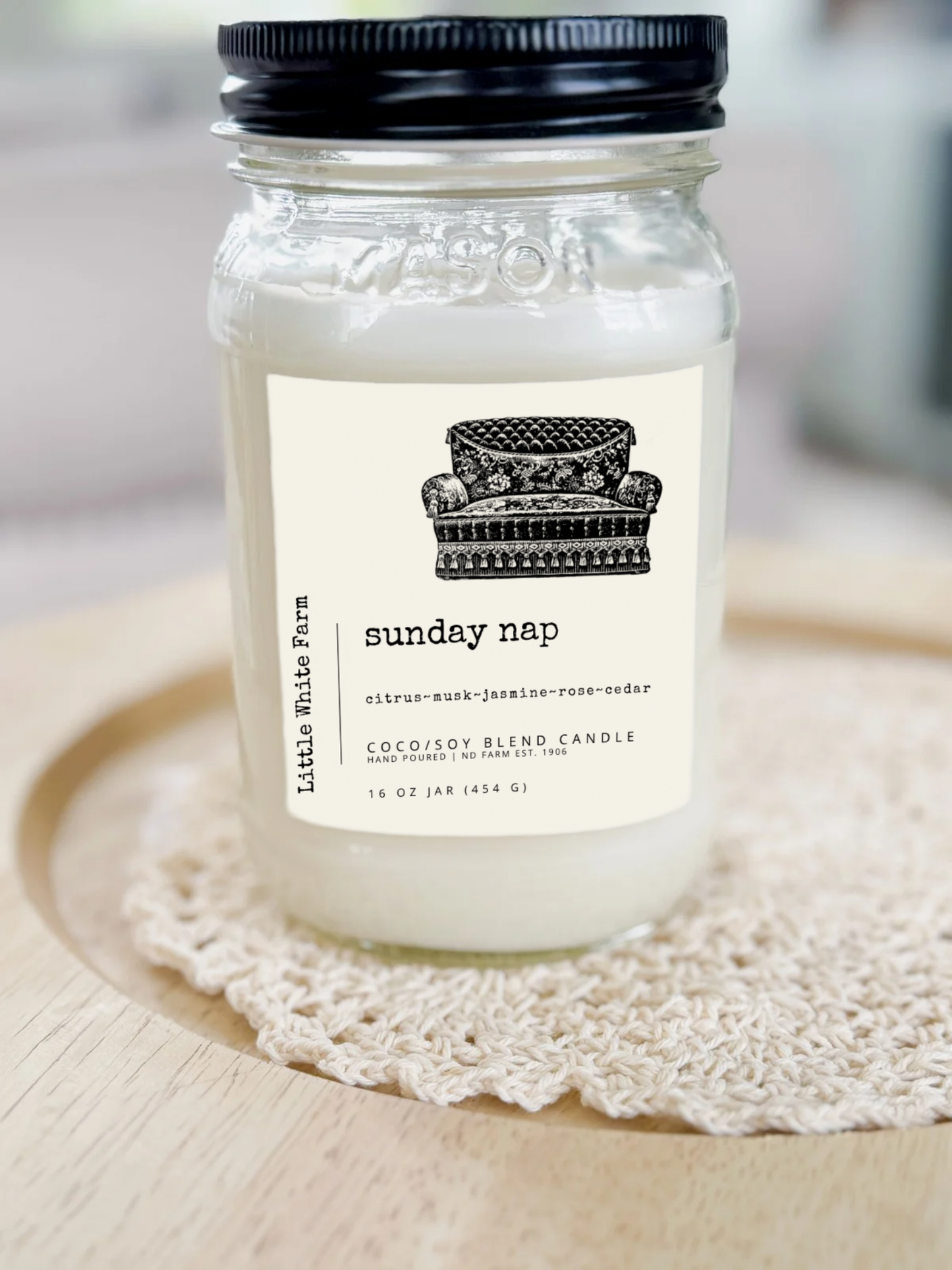 Sunday Nap Farmhouse Collection Mason Jar Candle