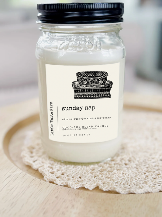 Sunday Nap Farmhouse Collection Mason Jar Candle