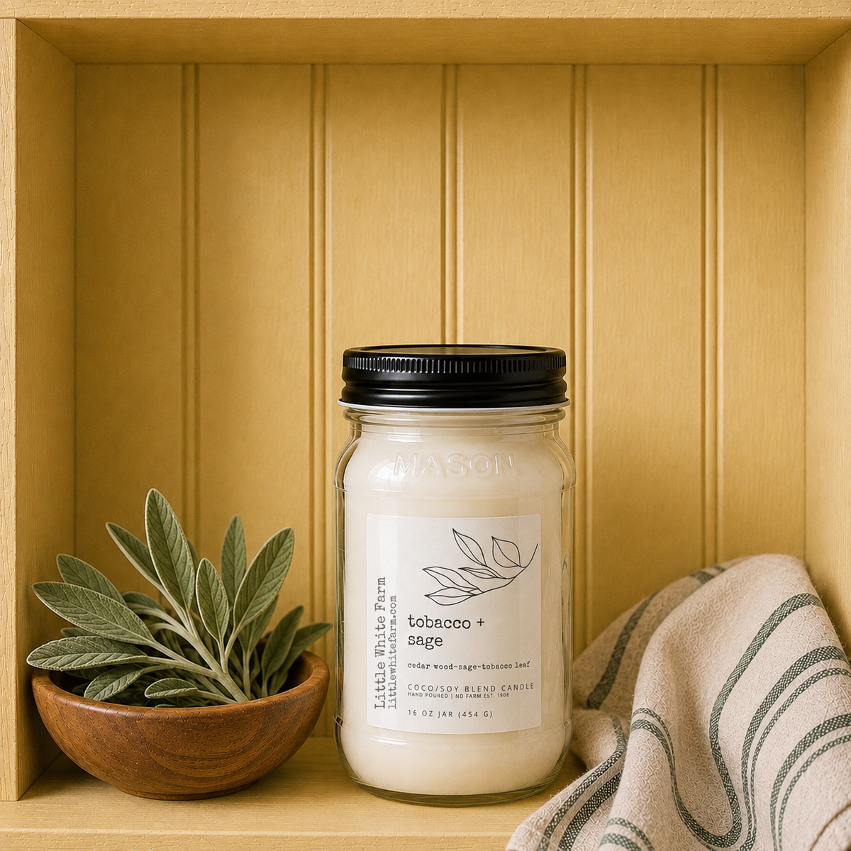 Tobacco + Sage Farmhouse Collection Mason Jar Candle and Wax Melt