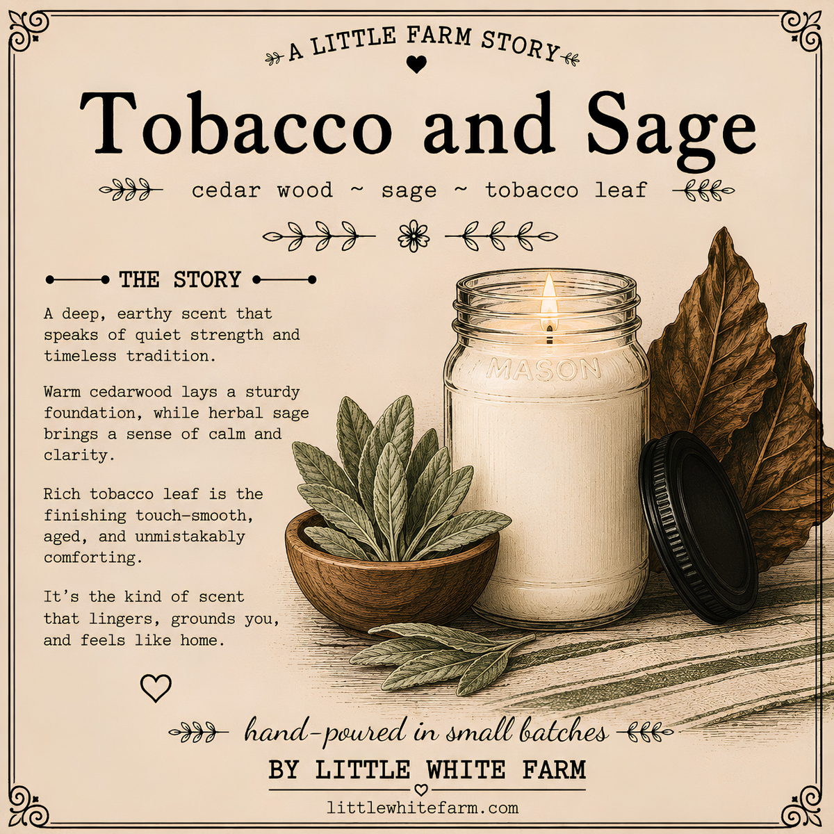 Tobacco + Sage Farmhouse Collection Mason Jar Candle and Wax Melt