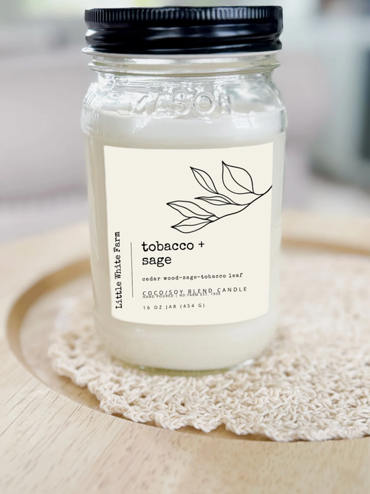 Tobacco + Sage Farmhouse Collection Mason Jar Candle